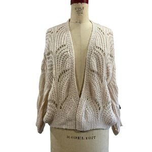 Silverflint Womens Open Front Cardigan Sweater Cream Knit Dolman S